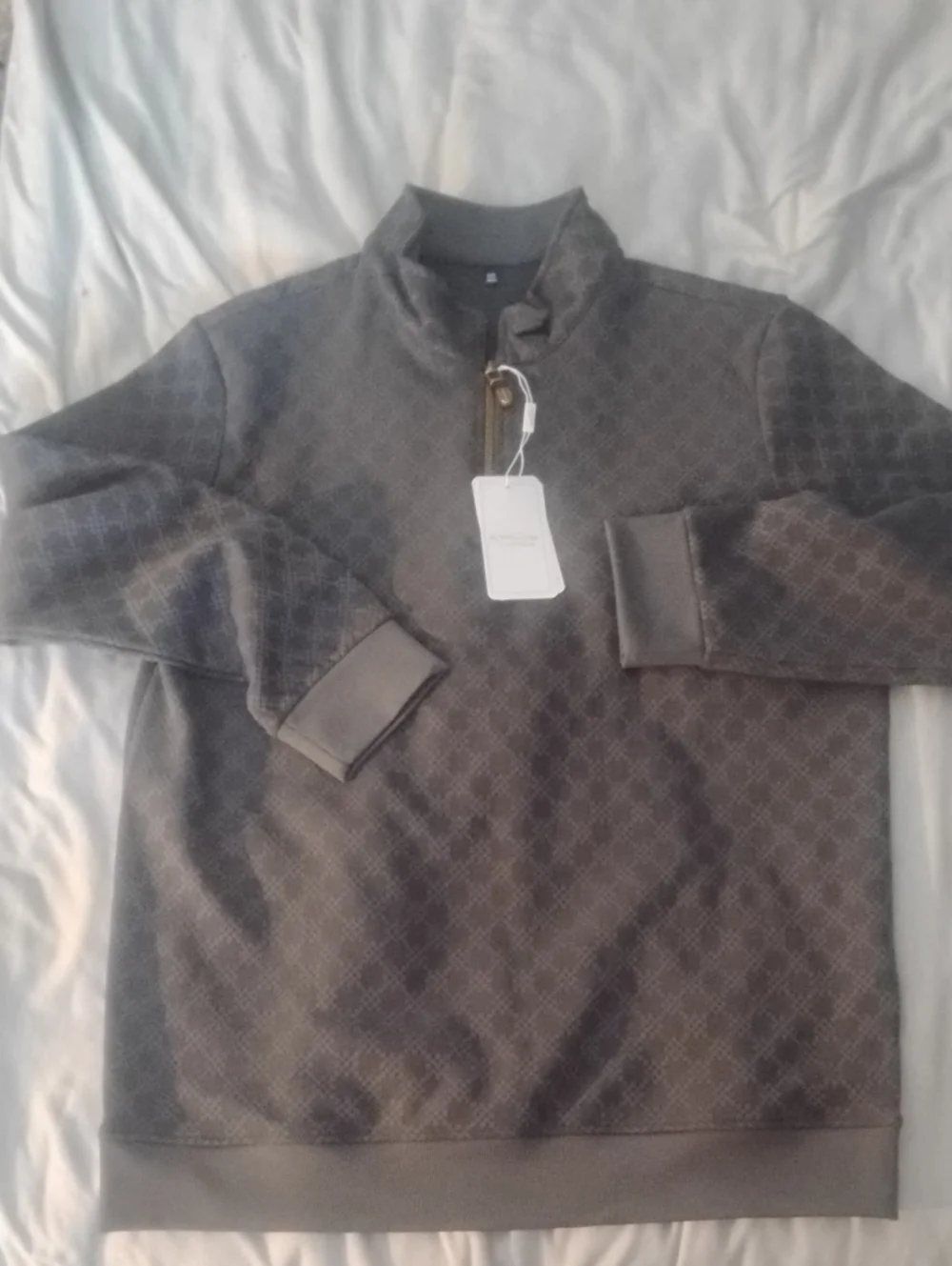 Men's Olive Quarter-Zip Sweater - Picture 1 of 10